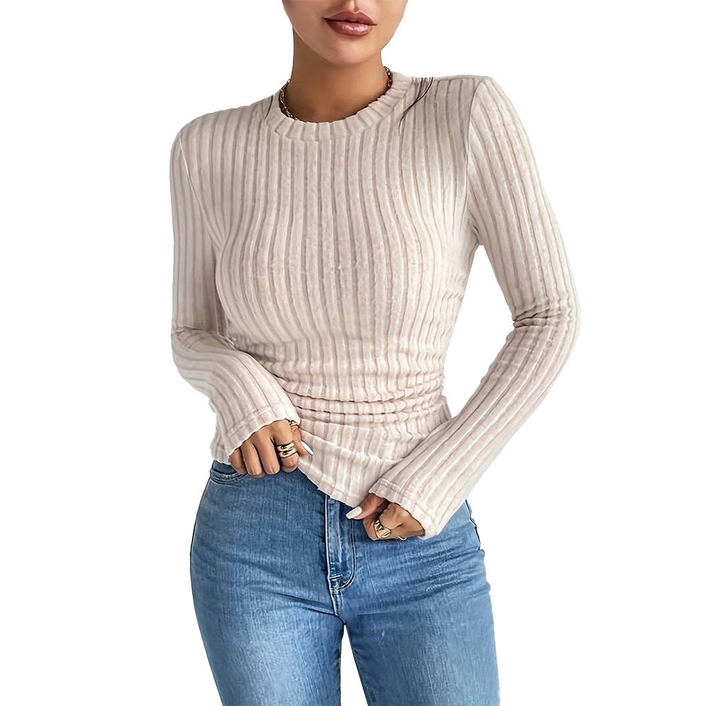 Pull simple à col rond et manches longues pour vêtements d'extérieur