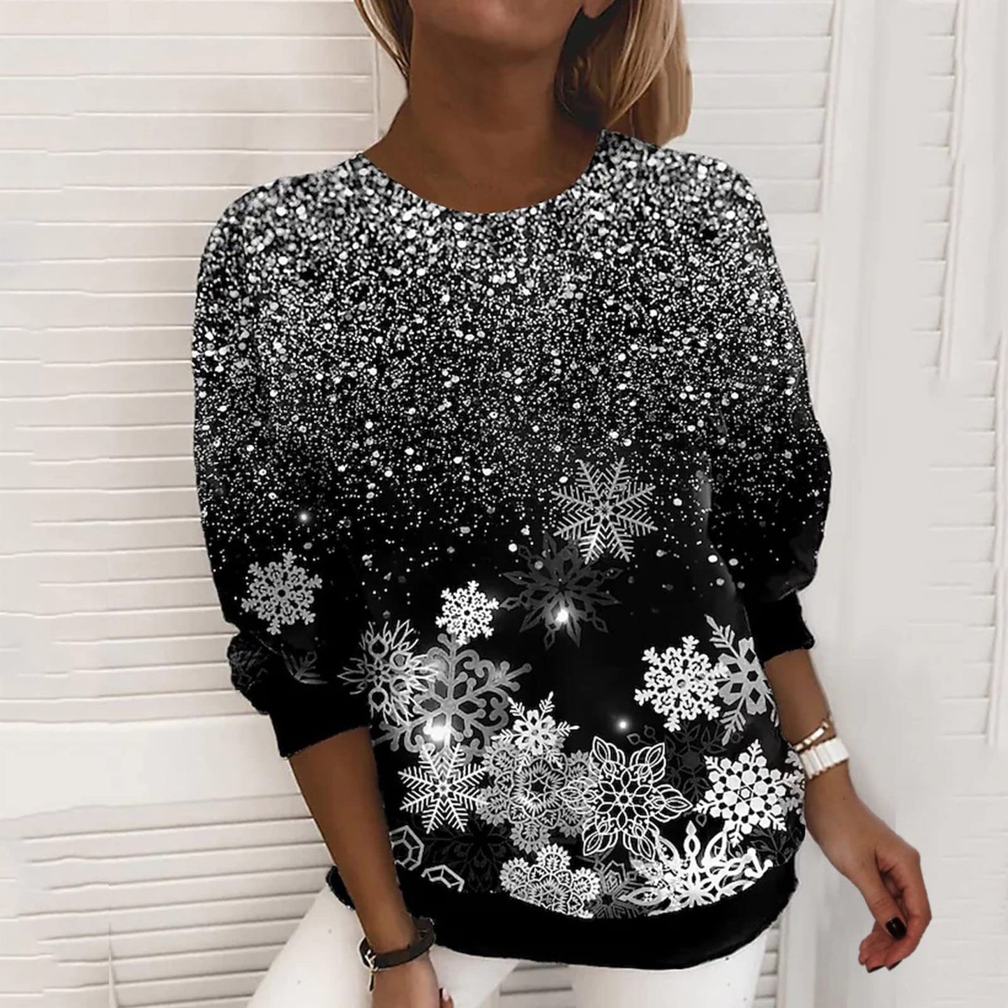 Pull de Noël avec impression numérique 3D flocon de neige