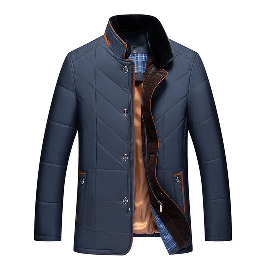 Manteau matelassé épais pour hommes d'âge moyen et d'âge moyen, veste matelassée en coton