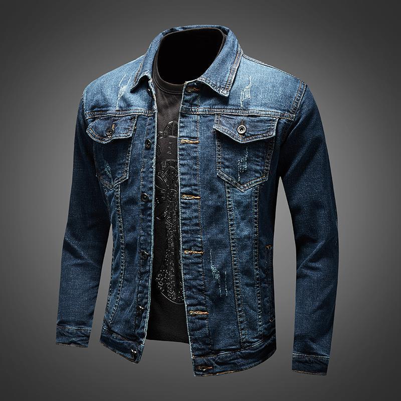 Hommes veste a la mode coupe ajustée beau Denim