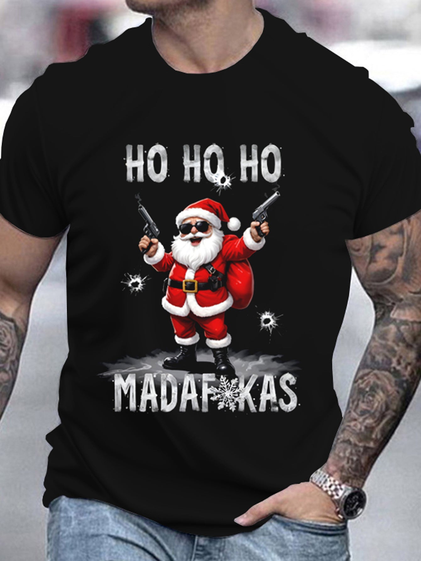 T-shirt Cool Santa Claus imprimé 3D.