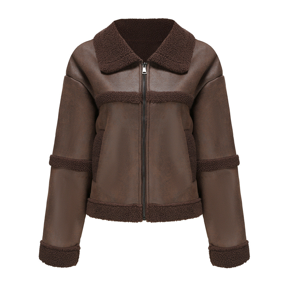 Manteau en simili cuir molleton.